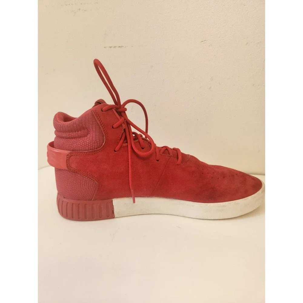 Adidas Originals Tubular Invader Red Suede Vintage White Trainers sz 10 - Mens